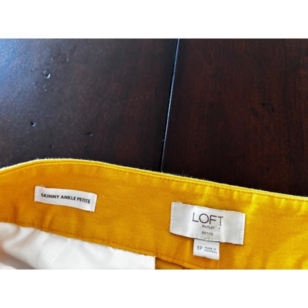LOFT Outlet Petite 8‎ Yellow Skinny Ankle Pants Button Pocket Cotton Stretch - Picture 6 of 8